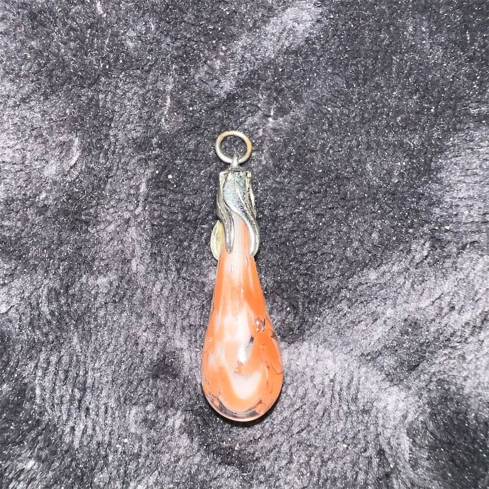 Antique Silver Filigree Teardrop Pendant Vintage